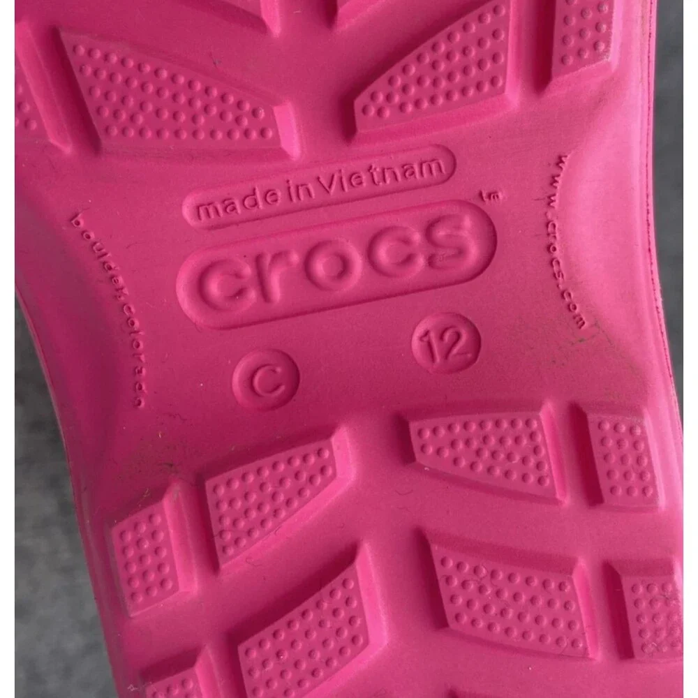 Crocs Kids Handle It Rain Boots Pink Slip On Waterproof Mud Shoes Size C 12